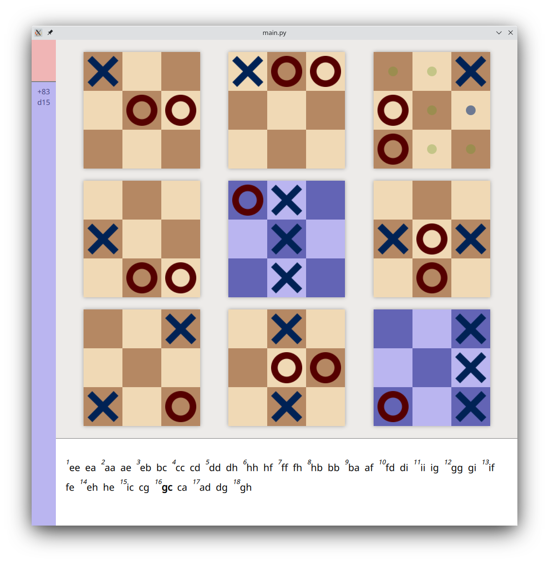 An application to analyse Ultimate Tic Tac Toe games